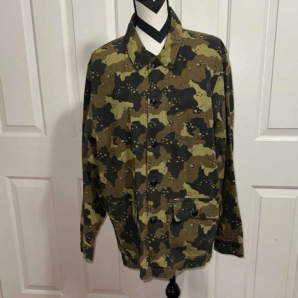 Obey Men's Green and Brown Camouflage Field Jacket